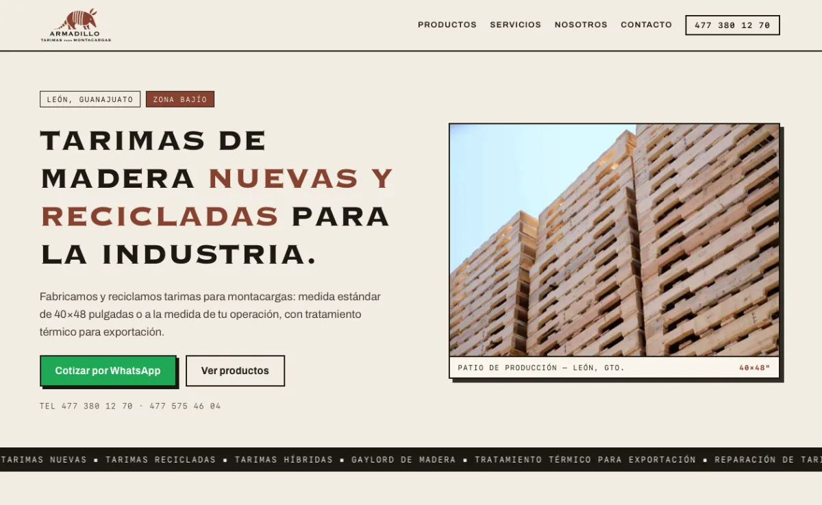 Sitio de fabricante de tarimas en León, Guanajuato